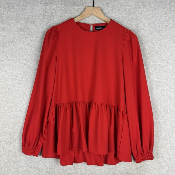 Pomander Place Shirt Womens XS Red Ruffled Oversized Tuckernuck - Picture 1 of 9